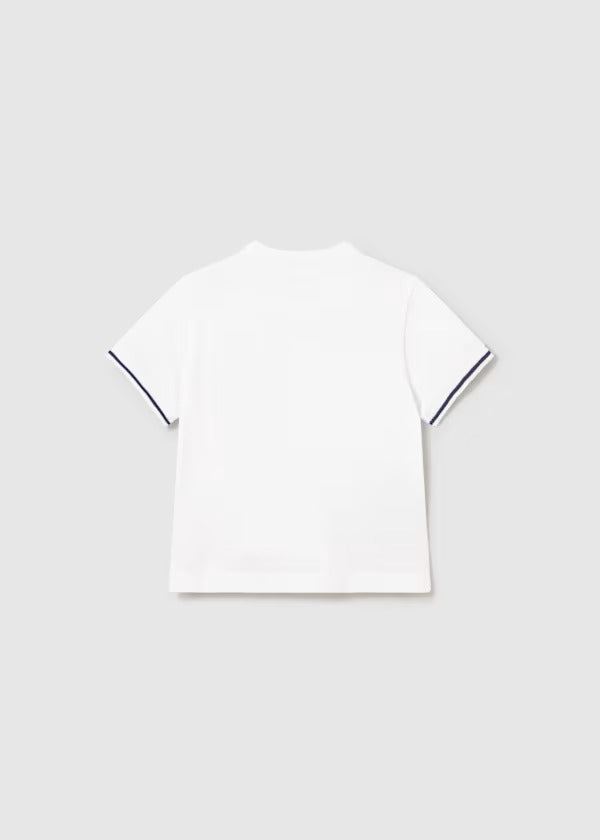 Mayoral Baby Boy Short Sleeve Polo With Mandarin Collar   1106-35   Blanco