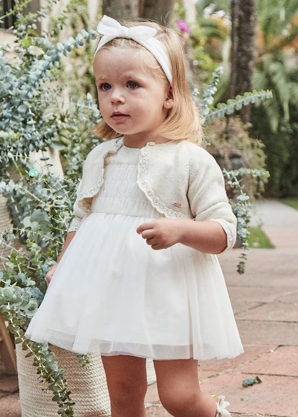 Mayoral Baby Girl Fancy Dress  & Matching Headband   1902-Crudo