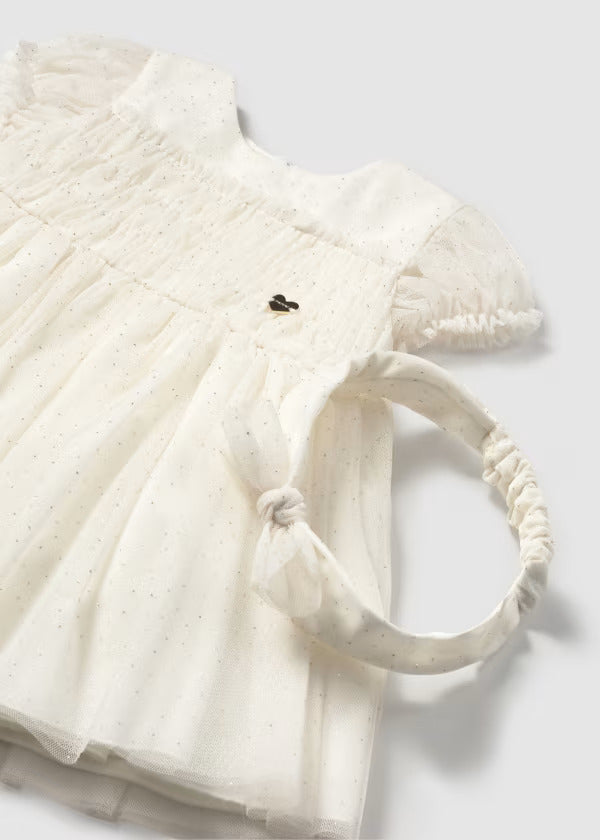 Mayoral Baby Girl Fancy Dress  & Matching Headband   1902-Crudo
