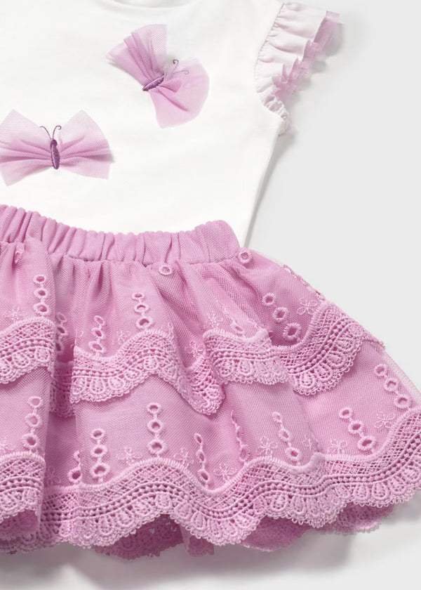 Mayoral Baby Girl Skirt Set   1929-60   Malva
