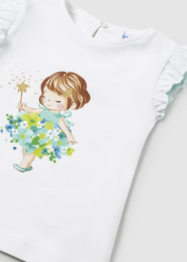 Mayoral Baby Girl Short Sleeve Tee  1005-39  Bco-anis**