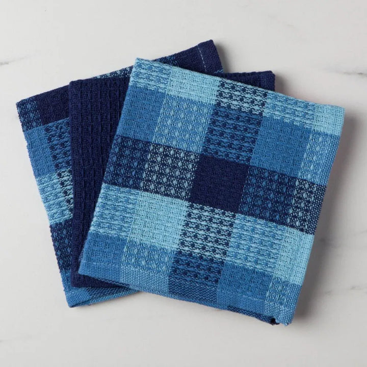 Danica Indigo Check Dishcloths Set/3