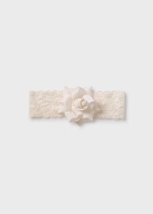 Abel & Lula Girls Floral Headband On Lace Elastic  5428-2  Crudo *