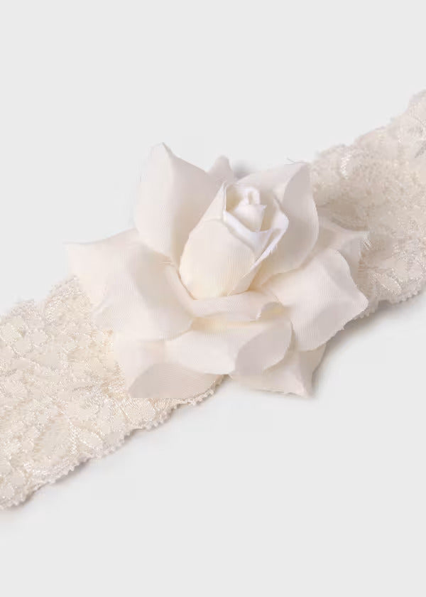 Abel & Lula Girls Floral Headband On Lace Elastic  5428-2  Crudo *