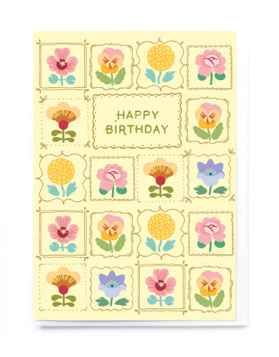 Birthday Card  CW004  Floral Squares