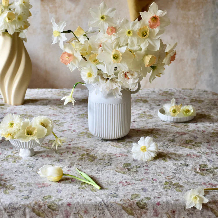 Linen Tales Botany on Natural Table Cloth