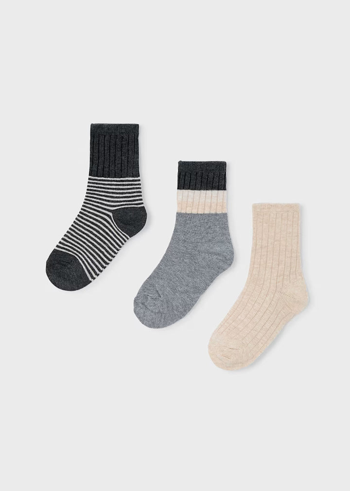 Mayoral Boys Sock Set  3pk  10052-93  Beige Vig