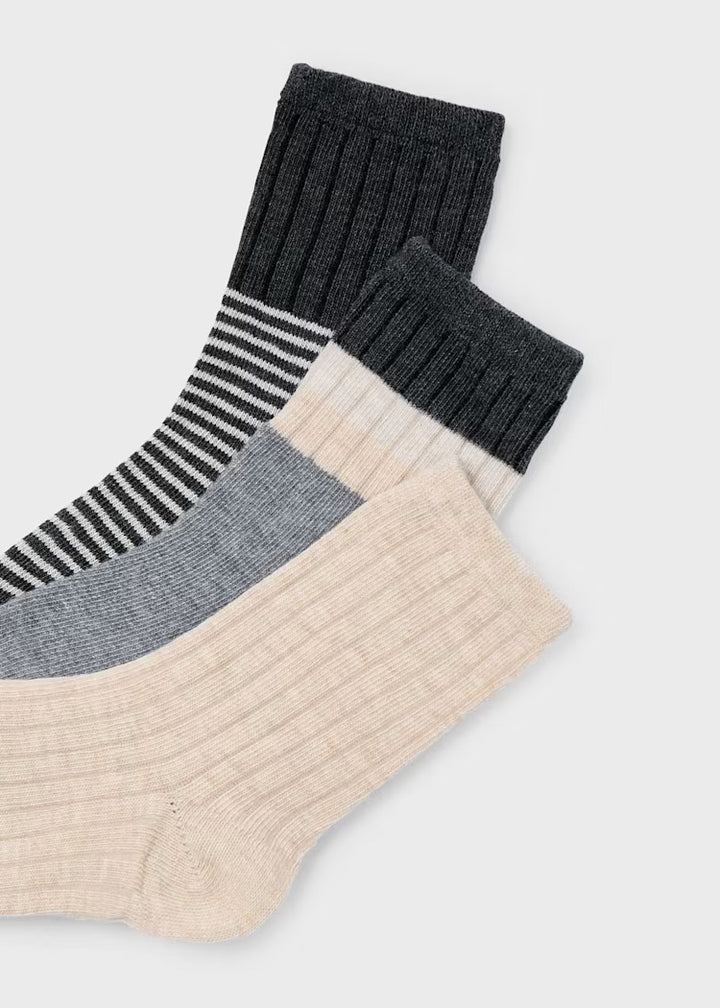 Mayoral Boys Sock Set  3pk  10052-93  Beige Vig