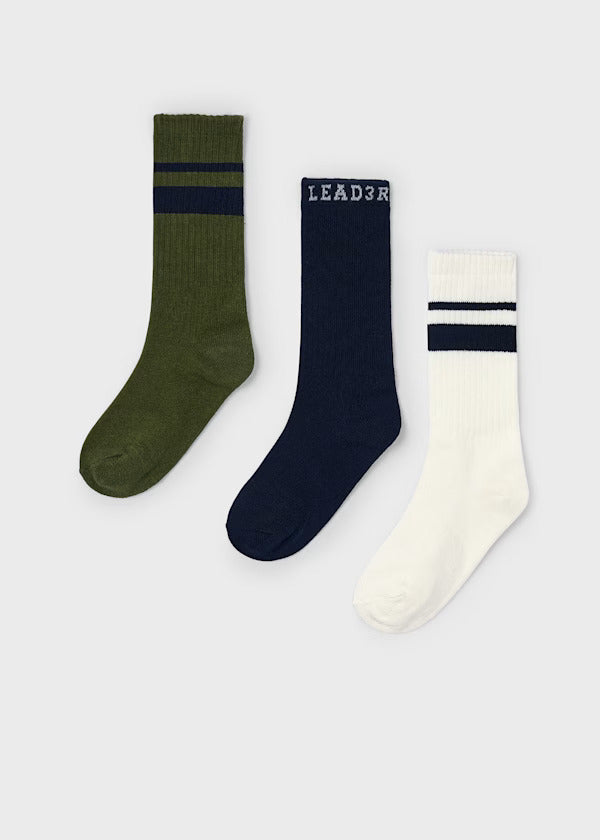 Mayoral Boys Gym Socks Set of 3   10053-96   Oliva