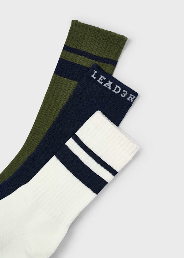 Mayoral Boys Gym Socks Set of 3   10053-96   Oliva