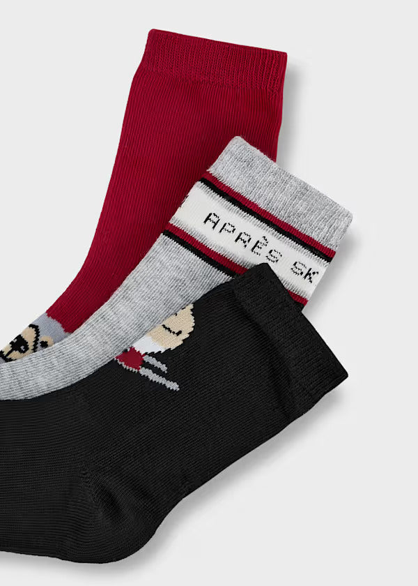 Mayoral Boys Sock Set   (3)   10286-53   Rojo