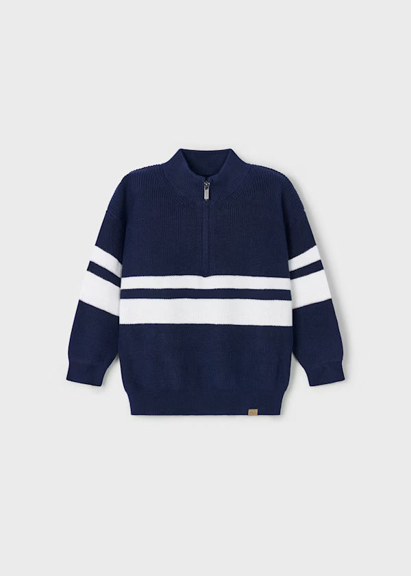 Mayoral Boys Sweater With Half Zip Opening   3368-22   Marino