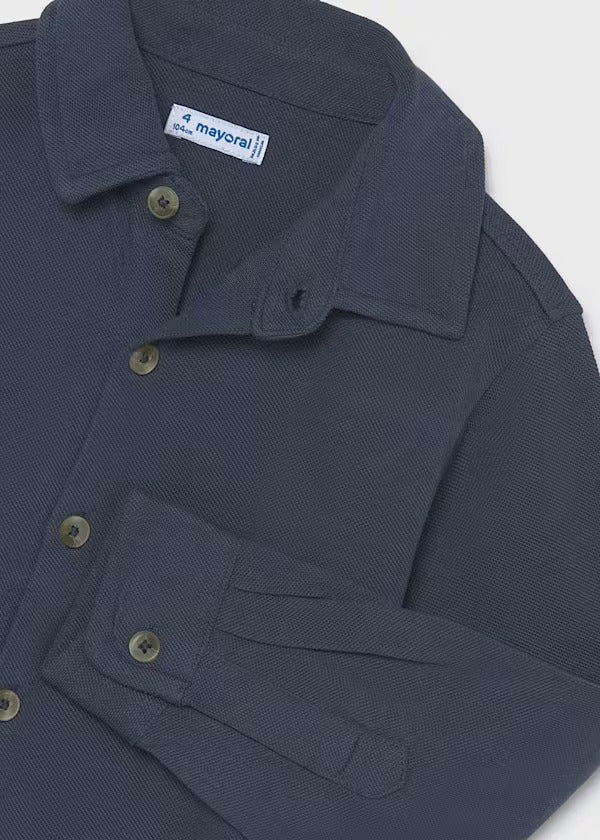 Mayoral Boys Long Sleeve Pique Knit Shirt    4145-92   Sombra