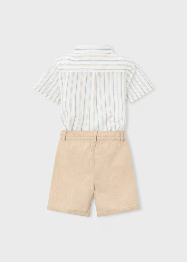 Mayoral Boys Linen Short Set   3217-16   Mocca