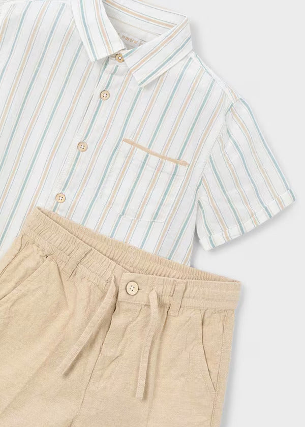 Mayoral Boys Linen Short Set   3217-16   Mocca