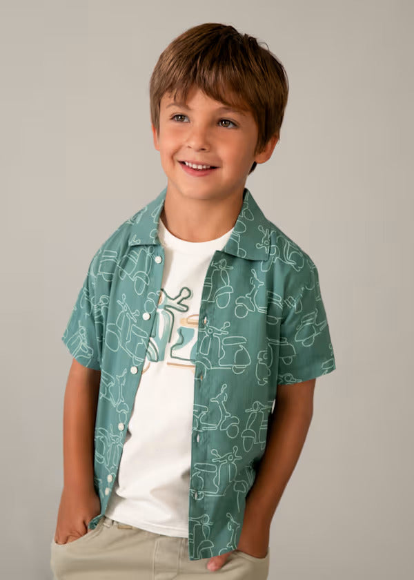 Mayoral Boys Short Sleeve Collared Shirt   3115-26   Alga