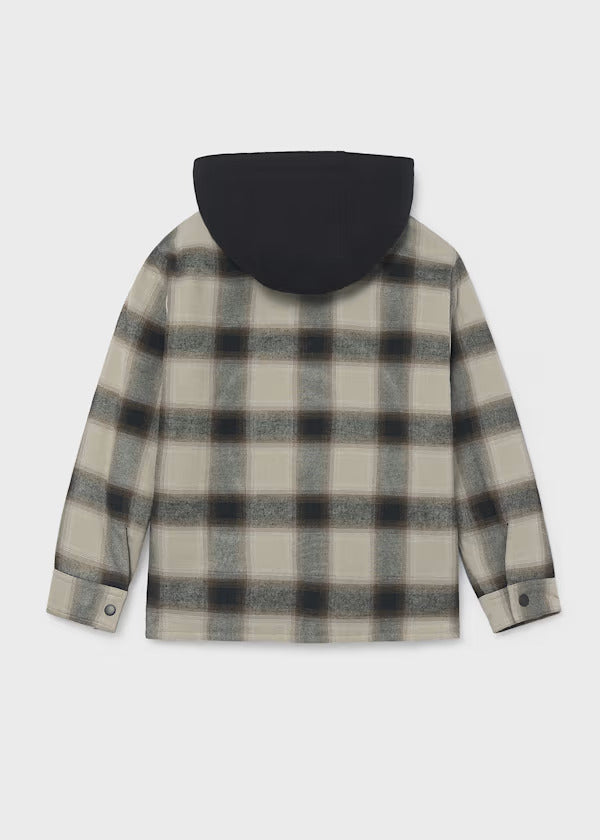 Mayoral Boys Plaid Shirt With Quilted Lining And Fleece Hood   7106-69   Black