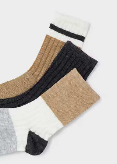 Mayoral Boys 3 Piece Sock Set  10805-62  Toffee Vig