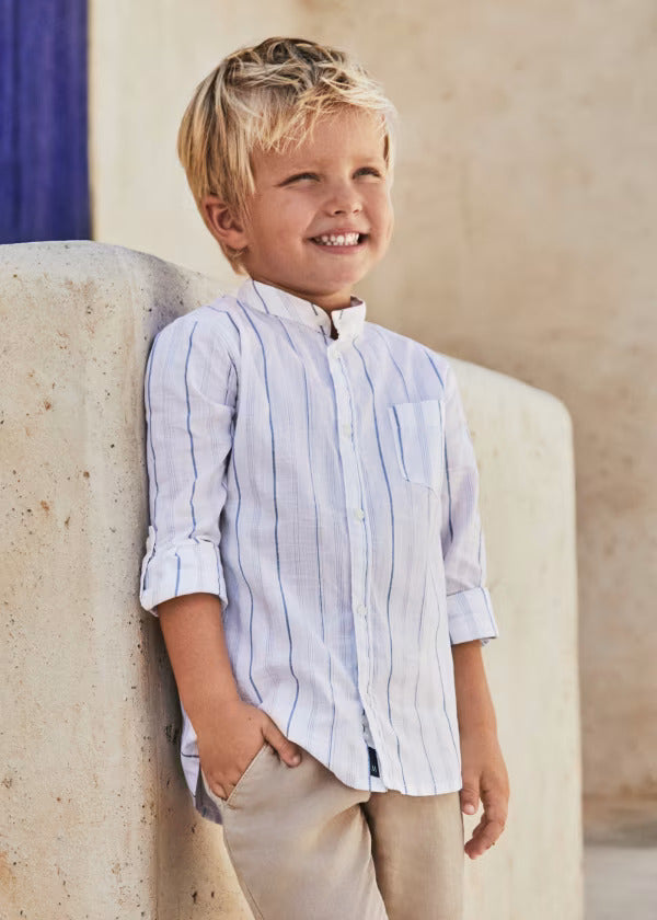Mayoral Boys Long Sleeve Striped Shirt  3121-32  Blanco