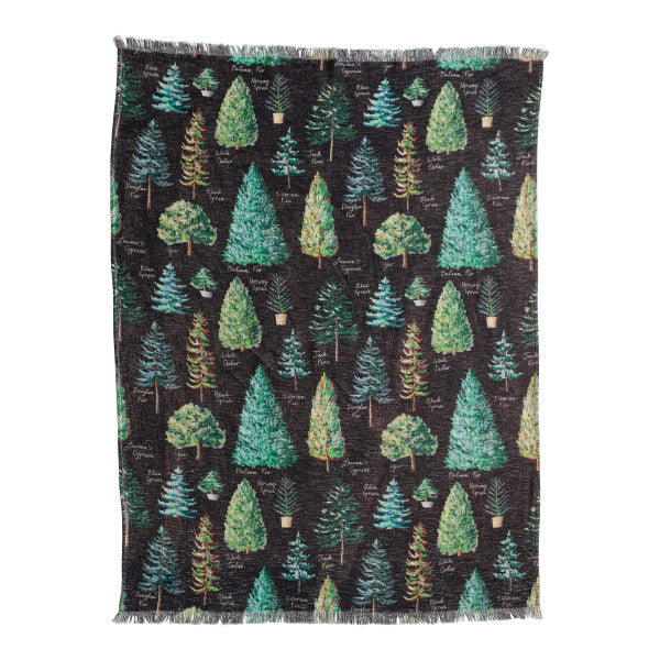 Creative Coop Cotton Throw with Fringe - Evergreens XS3835
