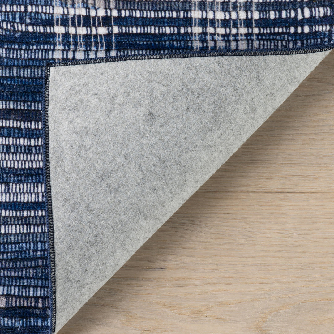 Denim Plaid Machine Washable Rug