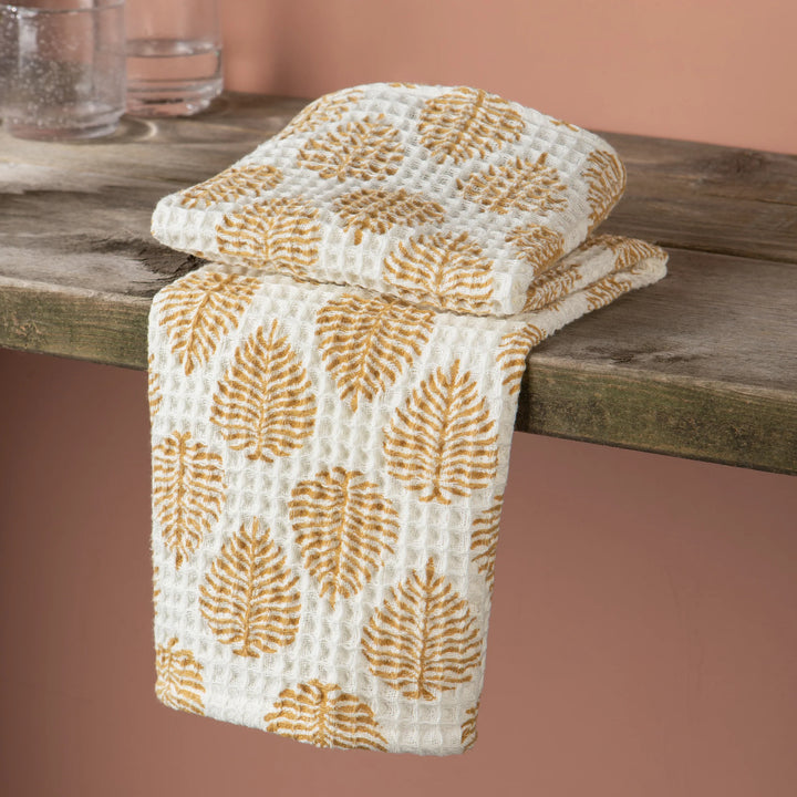 Danica Block Print Waffle Teatowel  HKT2948D  Arbor