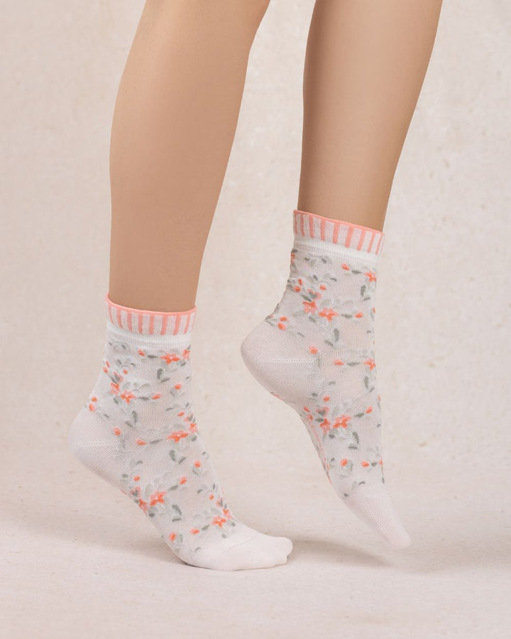 Bleuforet Ankle Socks  6600-DD7  White Liberty Print