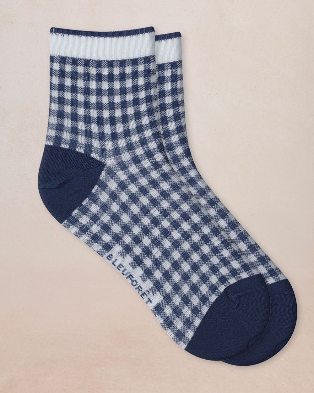Bleuforet Ankle Sock  6601-LZ4  Amiral with  Navy Gingham Print
