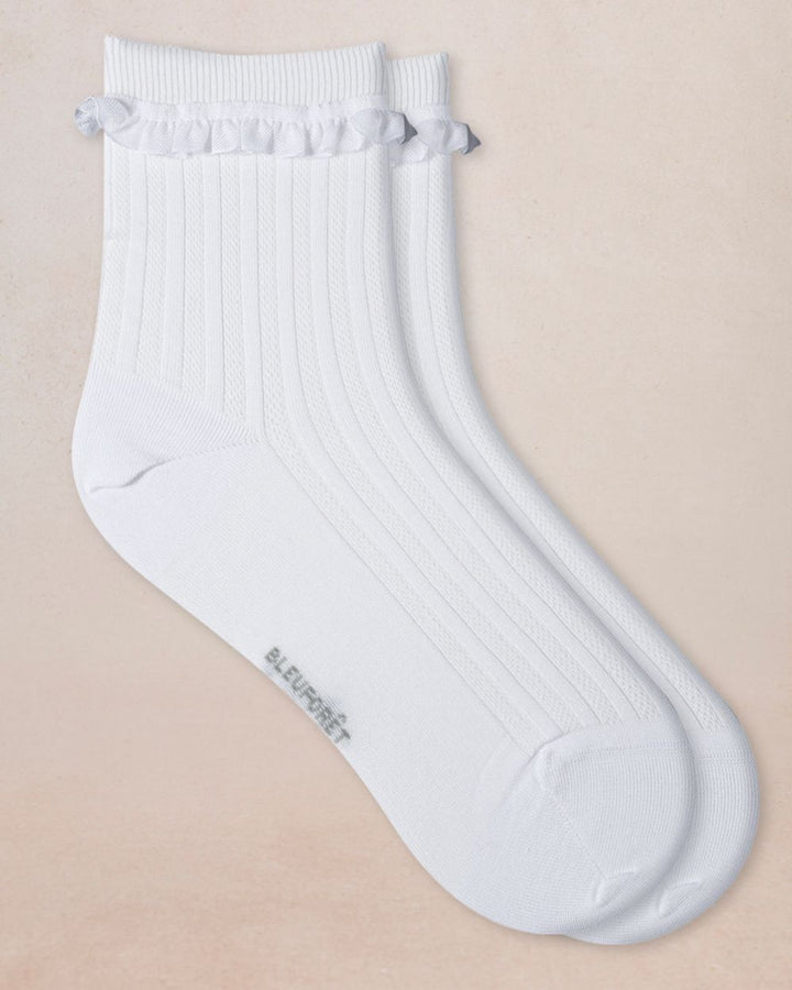 Bleuforet Ribbed Ankle Socks   6597-DD7  White