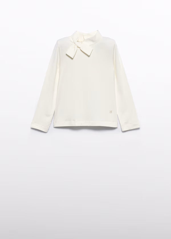 Abel & Lula Girls Swan Neck Long Sleeve Top    5607-59    Crema