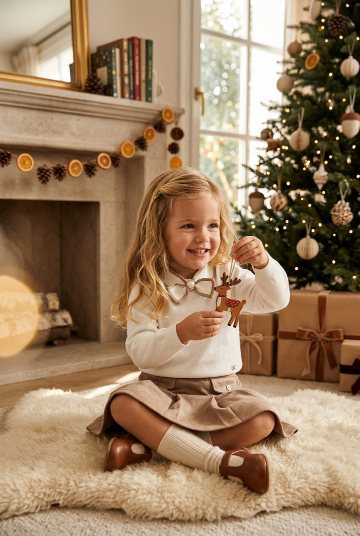 Abel & Lula Baby Girl Sweater & Skirt Set    5521-2   Beige