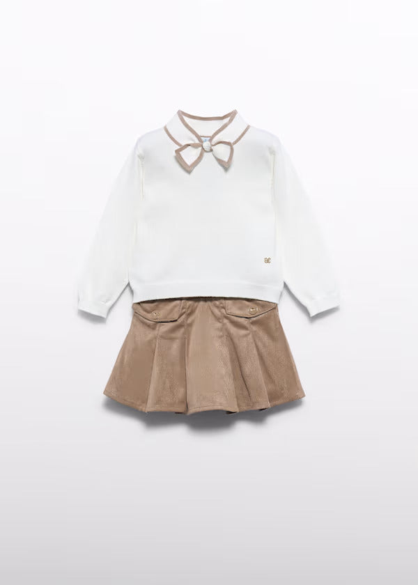 Abel & Lula Baby Girl Sweater & Skirt Set    5521-2   Beige