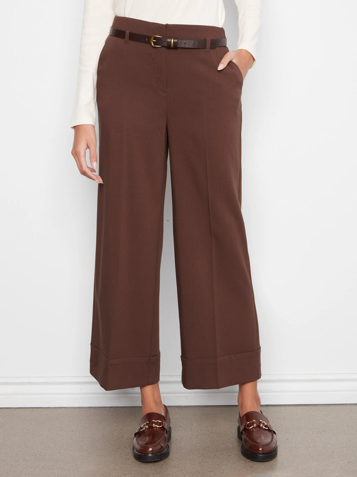 Charlie B Dressy Casual Belted Pant  C5809-001 Coffee