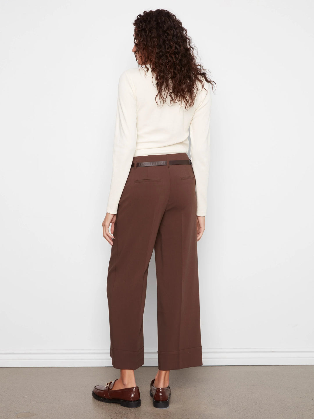 Charlie B Dressy Casual Belted Pant  C5809-001 Coffee