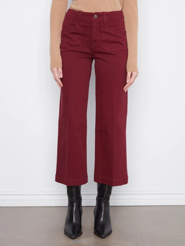 Charlie B Cropped Wide Leg Twill Pant  C5660RR-320  Merlot