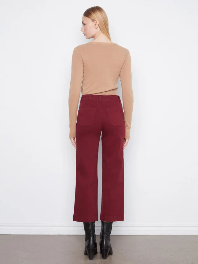 Charlie B Cropped Wide Leg Twill Pant  C5660RR-320  Merlot