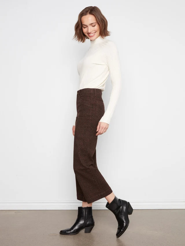 Charlie B Printed Cropped Wide Leg Twill Pant  C5660RP-P916 Leopard