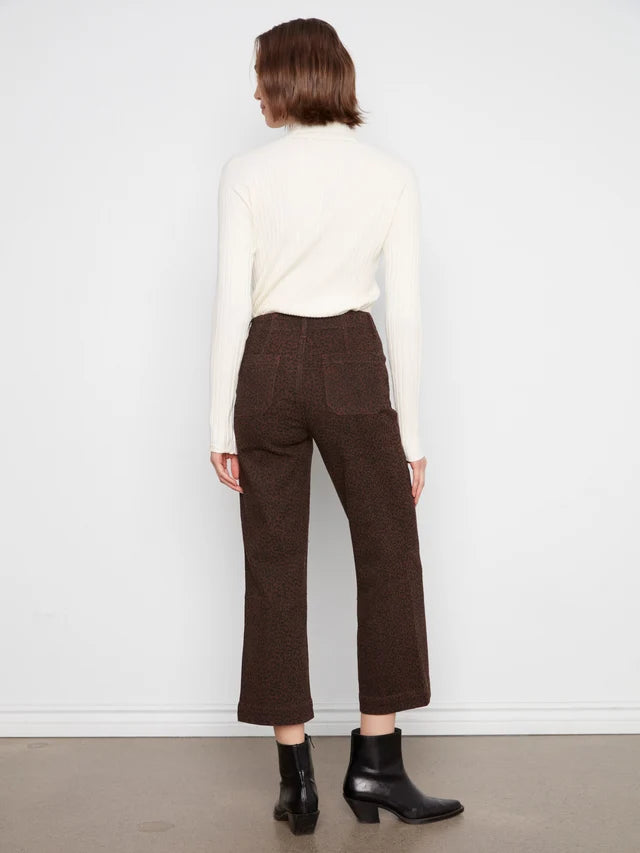 Charlie B Printed Cropped Wide Leg Twill Pant  C5660RP-P916 Leopard