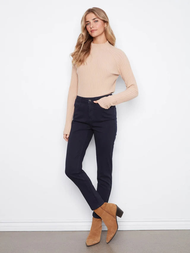 Charlie B Twill Slim Leg Pants  C5628-117  Navy
