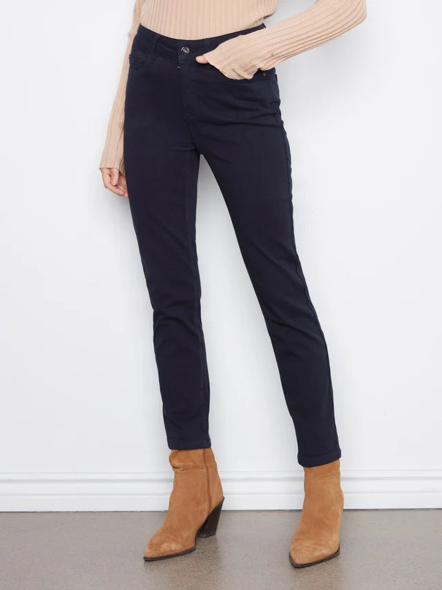 Charlie B Twill Slim Leg Pants  C5628-117  Navy