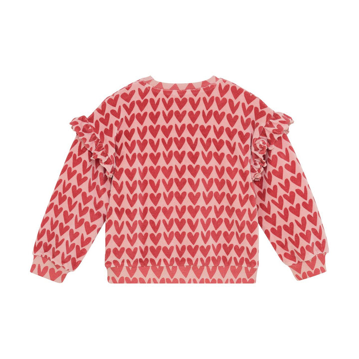 Daily Seven Girls Velour Heart Print Crewneck   930285-5013 **