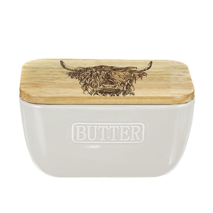 Selbrae White Butter Dish  -  Highland Cow