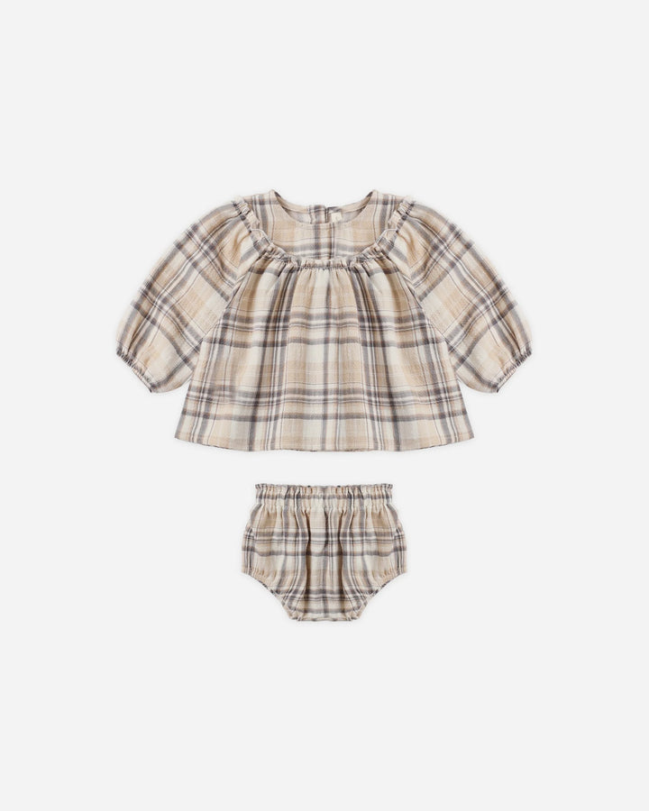 Quincy Mae Baby Girl Mia Top & Bloomer Set   QM462PEPP  Fall Plaid
