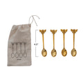 Creative Coop Brass Spoons with Bee  Set/4 in Pouch   DF7819