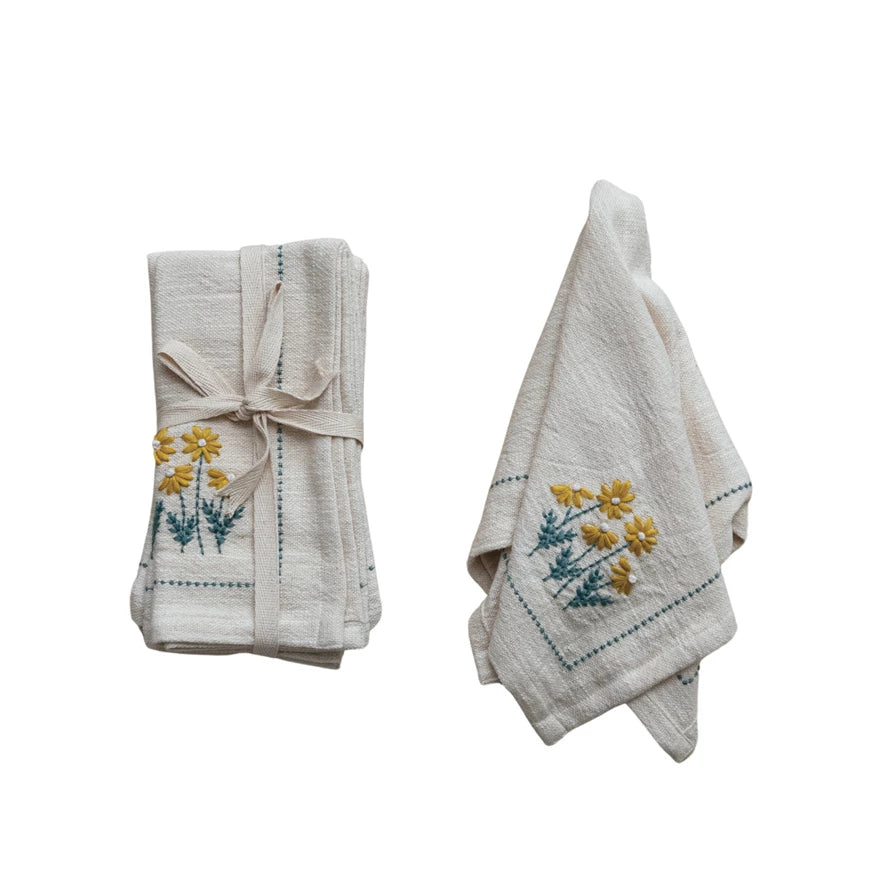Creative Coop Hand Embroidered Napkin Set/4