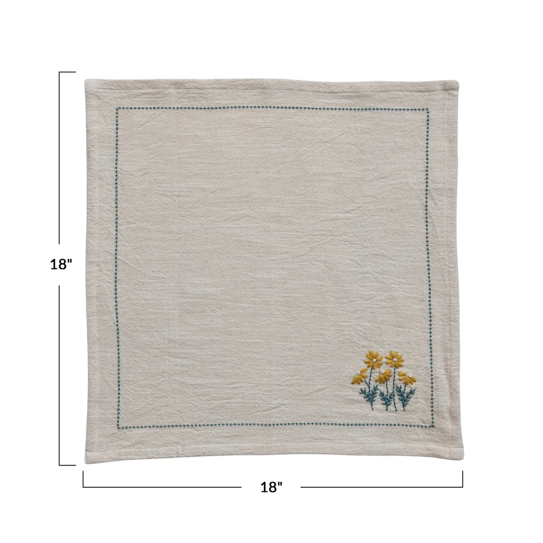 Creative Coop Hand Embroidered Napkin Set/4