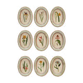 Creative Co-op Oval Wood Framed Glass Wall Decor  DG07A  Flowers