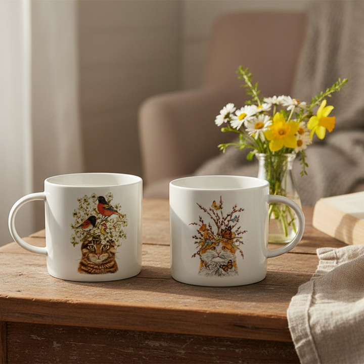 Creative Coop Stoneware Mug with Cat  DG0733A