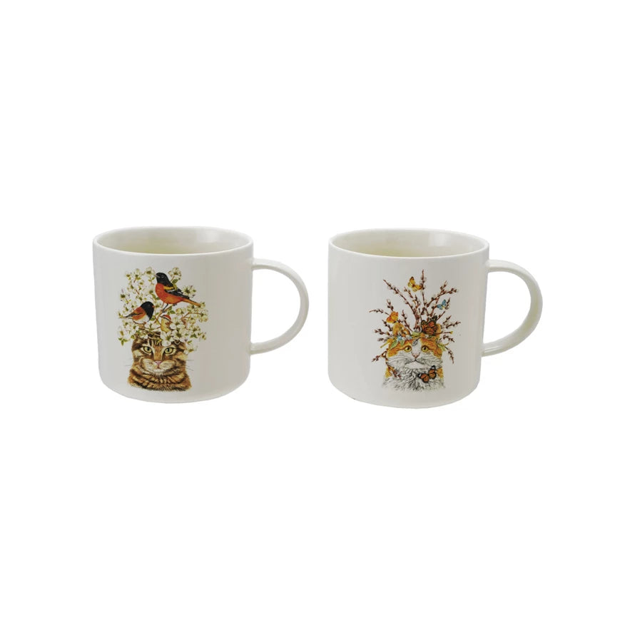 Creative Coop Stoneware Mug with Cat  DG0733A