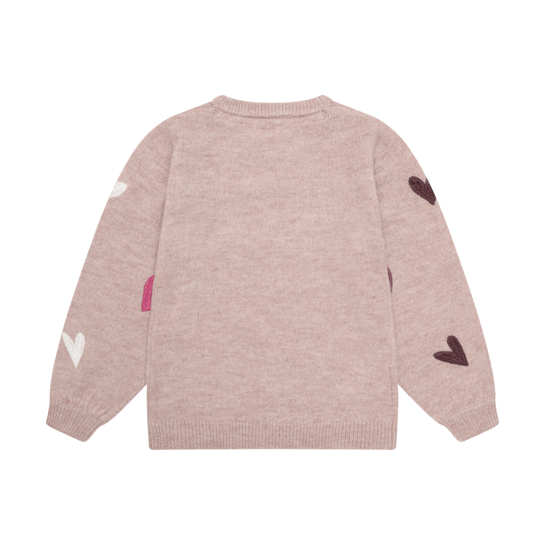 Minymo Girls Knit Pullover With Embroidered Hearts   124443-6510
